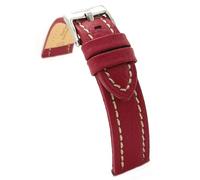 diloy Uhrenarmband Rindsleder mit Bison-Prägung und weißer Naht - Sportlicher Stil - Für robuste Uhren - Größen 18mm 20mm 22mm 24mm 26mm - Schwarz oder Braun 376 Bordeaux 22mm