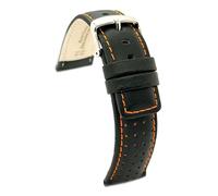 diloy Uhrenarmband Rindsleder perforiert Rallye Racing Stil Kontrastnaht - Sportlich für Uhr - Größen 18mm 20mm 22mm 24mm Schwarz, Braun, Rot, Marineblau 367 Schwarz 24mm