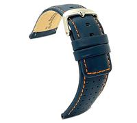 diloy Uhrenarmband Rindsleder perforiert Rallye Racing Stil Kontrastnaht - Sportlich für Uhr - Größen 18mm 20mm 22mm 24mm Schwarz, Braun, Rot, Marineblau 367 Navy Blau 18mm