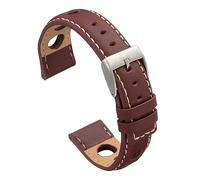 diloy Uhrenarmband Rindsleder perforiert Rallye Racing Stil - Sportliches Design - Größen 20mm 22mm 24mm - Schwarz, Braun, Bordeaux oder Marineblau P355 Bordeaux 22mm