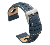 diloy Uhrenarmband Rindsleder perforiert Rallye Racing Stil - Sportliches Design - Größen 20mm 22mm 24mm - Schwarz, Braun, Bordeaux oder Marineblau P355 Navy Blau 22mm