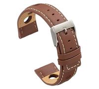 diloy Uhrenarmband Rindsleder perforiert Rallye Racing Stil - Sportliches Design - Größen 20mm 22mm 24mm - Schwarz, Braun, Bordeaux oder Marineblau P355 Mittleres Braun 24mm