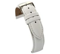 diloy XL Lederarmband für klassische Uhr glattes genähtes Rindsleder gepolstert Speziallänge Größen 10mm 12mm 14mm 16mm 18mm 20mm 22mm 24mm 26mm 28mm 30mm 302EL Weiß 24mm