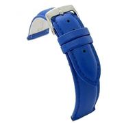 diloy XL Lederarmband für klassische Uhr glattes genähtes Rindsleder gepolstert Speziallänge Größen 10mm 12mm 14mm 16mm 18mm 20mm 22mm 24mm 26mm 28mm 30mm 302EL Blau 12mm