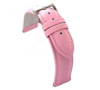 diloy XL Lederarmband für klassische Uhr glattes genähtes Rindsleder gepolstert Speziallänge Größen 10mm 12mm 14mm 16mm 18mm 20mm 22mm 24mm 26mm 28mm 30mm 302EL Hell-Pink 24mm
