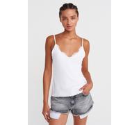 Dilvin Spitzen-ärmelloses Slim-Fit Cami-Top - Weiß