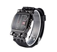 Dilwe Armbanduhr Elektronische LED Binäre Armbanduhr Herren Weiblich Digitaluhr PU Armband Uhr mit Datum und Woche Funktion