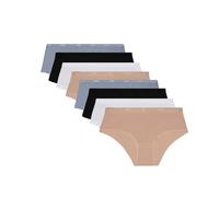 DIM Boxer Damen 8er Pack | Les Pockets Ecodim Bequeme und weiche Baumwolle | Unsichtbarer Bund | Extra Flache Verarbeitung | Mehrfarbig Schwarz/Weiß/Grau/Haut XXS-XS