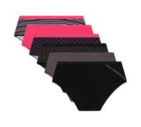 Dim Boxer Damen Les Pockets Coton Stretch Bunte x6 Lot Pretty Rose/Lot Schwarz Logo L