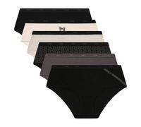 Dim Boxer Damen Les Pockets Coton Stretch Bunte x6 Lot Schwarz Logo/Lot Schwarze Schleife S