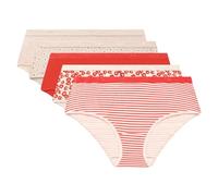 Dim Boxer Les Pockets Coton Colorés Damen x5, Rot/Rosa/Weiß, S