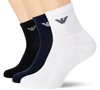 EMPORIO ARMANI Herren Socken, 3er Pack - Sporty Short Socks, Quarter One Size, blau, size Mehrfarbig