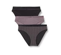 DIM Damen Slip Les Pockets Baumwolle x3 | Mehrfarbiger Slip-Satz | Komfort Baumwolle & Elastan | Weicher Bund | Täglicher Stil | DIM Damen Slip-Satz Les Pockets Baumwolle x3 Lot Schwarz Logo L