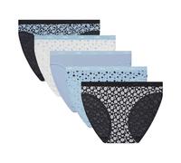 DIM Damen Slip Les Pockets Baumwolle x5 | Mehrfarbiger Slip-Satz | Komfort Baumwolle & Elastan | Weicher Bund | Täglicher Stil Lot Bluebell S