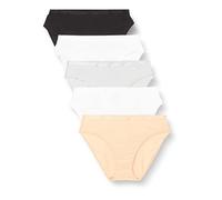 DIM Damen Slips 5er Pack | Les Pockets Ecodim | Baumwolle & Elasthan | Komfortbund | Mehrfarbig | Unsichtbar unter der Kleidung Schwarz/Haut/Weiß/Grau/Weiß L