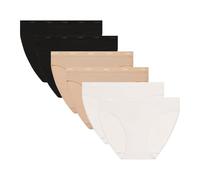 DIM Damen Slips 6er Pack | Les Pockets Ecodim Baumwolle | Weichheit & Komfort | Unsichtbarer Bund | Mehrfarbig | Klassischer Stil Weiß/Haut/Schwarz XL