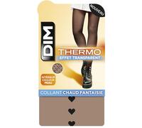DIM Damen - Thermostrumpfhose Warm & Transparent x1 | Illusorischer Hauteffekt | Fleece-Innenseite | Recycelbar mit Terracycle Schwarzes Herz S-M
