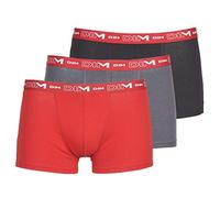 DIM Herren Boxer 3er Pack | Atmungsaktive Stretch-Baumwolle | Optimaler Halt | Ohne Etikett Bleigrau/Rot Chili/Schwarz 5XL