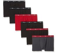 DIM Herren Boxer 6er Pack | Atmungsaktive Stretch-Baumwolle | Optimaler Halt | Ohne Etikett Bleigrau/Rot Chili/Schwarz/Schwarz/Schwarz 3XL