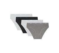 DIM Mädchen - Slip Les Pockets Ecodim Baumwolle x4 | Ultraweich & Stretch | Lustige Motive | Täglicher Komfort Weiß/Grau/Schwarz/Weiß 8 Jahre