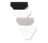 DIM Mädchen - Slip Les Pockets Ecodim Baumwolle x4 | Ultraweich & Stretch | Lustige Motive | Täglicher Komfort Weiß/Grau/Schwarz/Weiß 4-5 Jahre