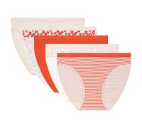 Dim Slip Les Pockets Baumwolle Stretch Baumwolle Damen x5, Rot/Rosa/Weiß, S