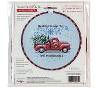 Dimensions 72-09005 Holiday Family Truck Kreuzstich-Set für Anfänger, Stoff Bambus, 14 Cnt. Weißer Aida, 6" D, 5 Count