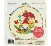 Dimensions 72-76315 Bunter Zwerg Kreuzstich-Set für Anfänger, mehrfarbig, 6" Diameter, 5 stück