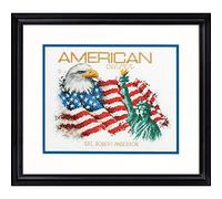 Dimensions D70-35363 Kreuzstich-Set American Patriot, personalisiertes Geschenk für Veteranen und Militär, 14-fädig, weißes Aida-Tuch, 25,4 x 20,3 cm Counted Cross Stitch Kit, 25 x 20cm
