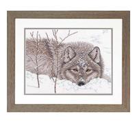 Dimensions D70-35377 Wolf Kit, 14 Count White Aida Cloth, 14" x 14" Counted Cross Stitch: Snow Daze, 35.5 x 25.4cm