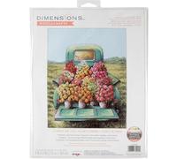 Dimensions Kreuzstich-Set, Gartenzwerg, 25,4 x 25,4 cm, 14 Cnt, weißer Aida, 5-teilig