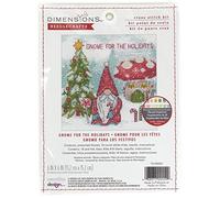Dimensions - Kreuzstich-Set mit Zahlenangaben - Gnome for the Holidays - 70-09002 - Handarbeit für Erwachsene - Aida-Stoff (Fadenzahl 14) - 15 x 15 cm
