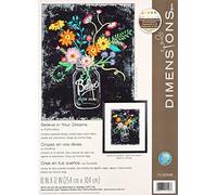DIMENSIONS Needlecrafts Maße Believe in Your Dreams Stickerei, schwarz, 100% Baumwolle, 25.4 x 30.4 x 0.1 cm