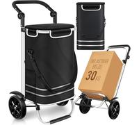 Dimono® Einkaufstrolley Klappbarer 3 in1 Trolley zum Einkaufen; 56 Liter inkl. Kühlfach; Transportwagen Shopping-Trolley Einkaufswagen Einkaufstasche (Schwarz)