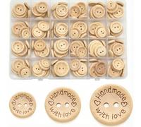 Dimoxii 150 Stück Holzknöpfe in 15/20/25 mm, Runde Knöpfe mit 2 Löchern Bastelknöpfe Natürliche Knöpfe Set zum Nähen und Gestalten, Süße Kinderknöpfe für Babysachen Strickjacken Strickwolle