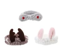 DINHEAROM 3 Stück Teiliges Elastisches Damen Weiche Dehnbare Stirnbänder für Make up Spa Yoga Vielseitige Kopfbänder mit Niedlichen Ohr designs für Gesichtspflege und Styling