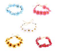 DINHEAROM 5stücke Blumen Haarband für Damen Verstellbar Stirnband mit Blumenkranz für Hochzeit Blumengirlande für Blumenmädchen und Brautjungfern