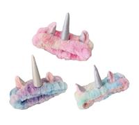 DINHEAROM Einhorn Wasch Stirnband 3 Stück aus Weichem Korallenvlies Elastisch Geeignet für Gesichtsreinigung und Spa Anwendungen