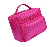 DINHEAROM Kosmetiktasche Mit Reißverschluss Nylongewebe Makeup Organizer Reise Damen Mehrere Fächer Rosenrot