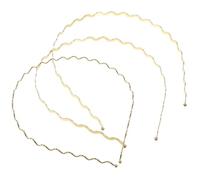 DINHEAROM Welliges Metall Haarband 3 Stück Schmale Stirnbänder für Damen zum Sport und Yoga Rutschfeste Haarreifen in Gold Modischer Haarschmuck für Alltag und Feiern