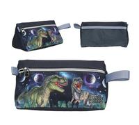 Depesche Schlampertasche Dino World Galaxy Dunkelblau – Weltall-Dino mit Reißverschluss