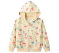 Dinopjs Fleece Kapuzenpullover für Mädchen, Allover-Print Rose Hoodie, Erdbeeren Kapuzenjacke, Flamingo Sweatshirt, Schmetterlinge Sweatjacke mit Reißverschluss für Kinder 5 Jahre / 110