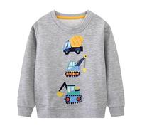 Dinopjs Kinder Pullover Jungen Sweatshirt Bestickt Cartoon Bagger Kran Muldenkipper Traktor Winter Weihnachtspulli Langarmshirt Warme Oberteile Kleidung 2-7 Jahre 92-122