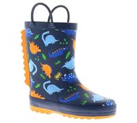 Dinosaur Hunters Billy Boys Gummistiefel (Marine) - Kinder Gummistiefel mit 3D Dino Design Wasserdichte Winter-Gummistiefel mit Easy Pull-On Griffen Warme Bequeme Kinder Schneestiefel, mehrfarbig, 31