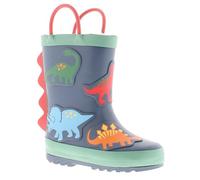 Dinosaur Hunters Billy Boys Gummistiefel (Marine) - Kinder Gummistiefel mit 3D Dino Design Wasserdichte Winter-Gummistiefel mit Easy Pull-On Griffen Warme Bequeme Kinder Schneestiefel, navy, 25 EU