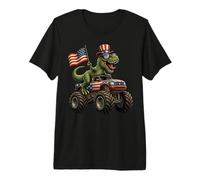 Dinosaur T Rex 4th of July Monster Truck Patriotic Kids Boys Premium T-Shirt