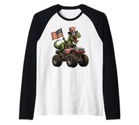 Dinosaur T Rex 4th of July Monster Truck Patriotic Kids Boys Raglan