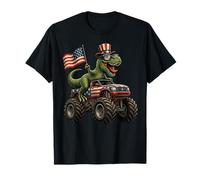 Dinosaur T Rex 4th of July Monster Truck Patriotic Kids Boys T-Shirt