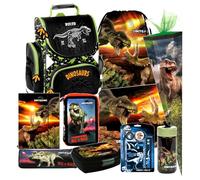Dinosaurier Dino T-Rex 10 Teile Set Schulranzen Ranzen Tasche TORNISTER SCHULTÜTE 85 cm Federmappe mit Sticker-von-Kids4shop Schulrucksack