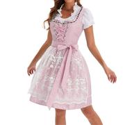 Dirndelkleider Damen mit Bluse Dirndl Oktoberfest Outfit Schlicht Schürze Spitze Komplettsets Lang Trachtenrock Trachtenmode Grosse Grössen Trachtenkleid